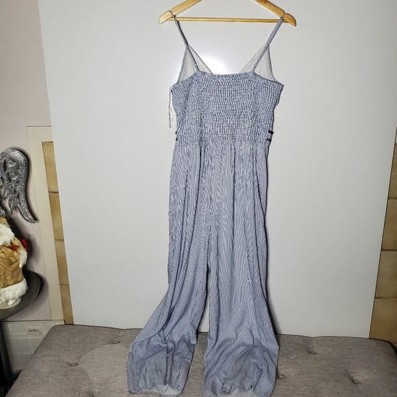 Japna Blue & white Striped wide leg eembrooired jumper Size Large - Picture 7 of 10